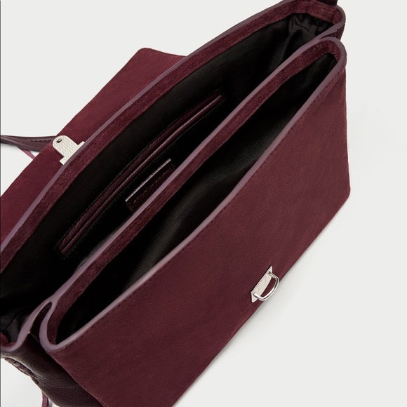 NWT Zara Eggplant Purple Braided Leather City Bag - Picture 3 of 8